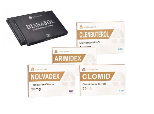 PAQUETE MUSCULAR SEC ORAL A TECH LABS DIANABOL CLENBUTEROL PCT 8 SEMANAS 1 1