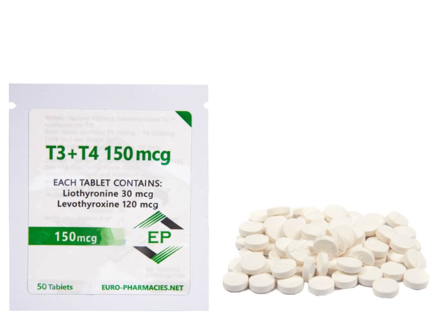 T3+T4 - (T3-30mcg + T4-120mcg) -150mcg/tab -50 tab/bolsa - Farmacias Euro